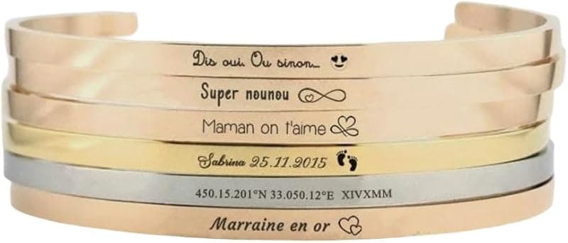 Bracelet jonc à message gravé