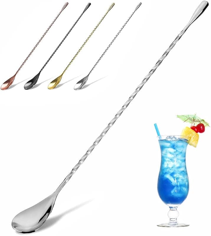 Cuillère à cocktail manche torsadé longue en inox