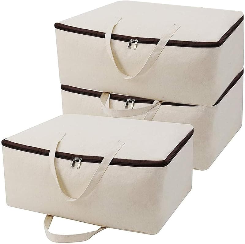 Lot de 3 sacs de rangement en toile de coton respirants