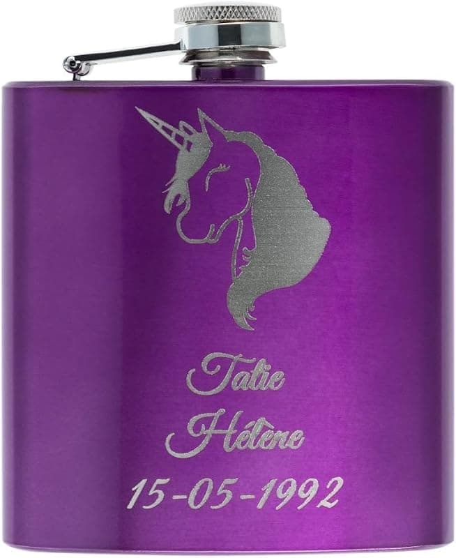 Flasque en inox gravée — Violet personnalisable