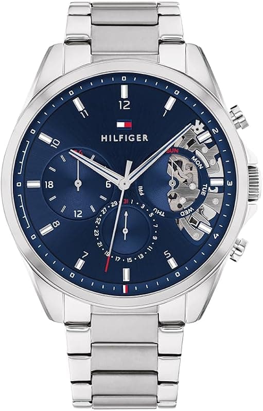 Montre analogique multifonction — Bracelet milanais acier & cuir