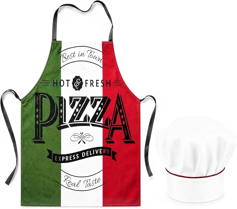 Tablier pizzaïolo humour avec toque de chef
