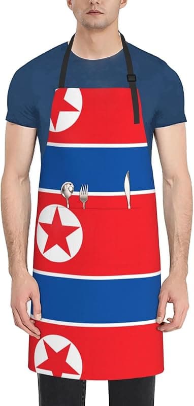 Tablier de cuisine à motif drapeau coréen avec 2 poches