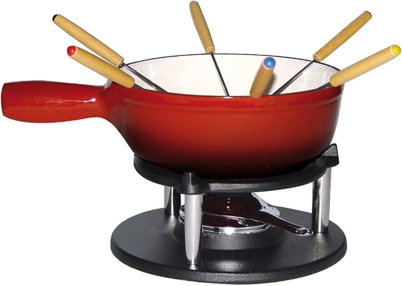 Baumalu — Service à Fondue Savoyarde en Fonte Émaillée Rouge