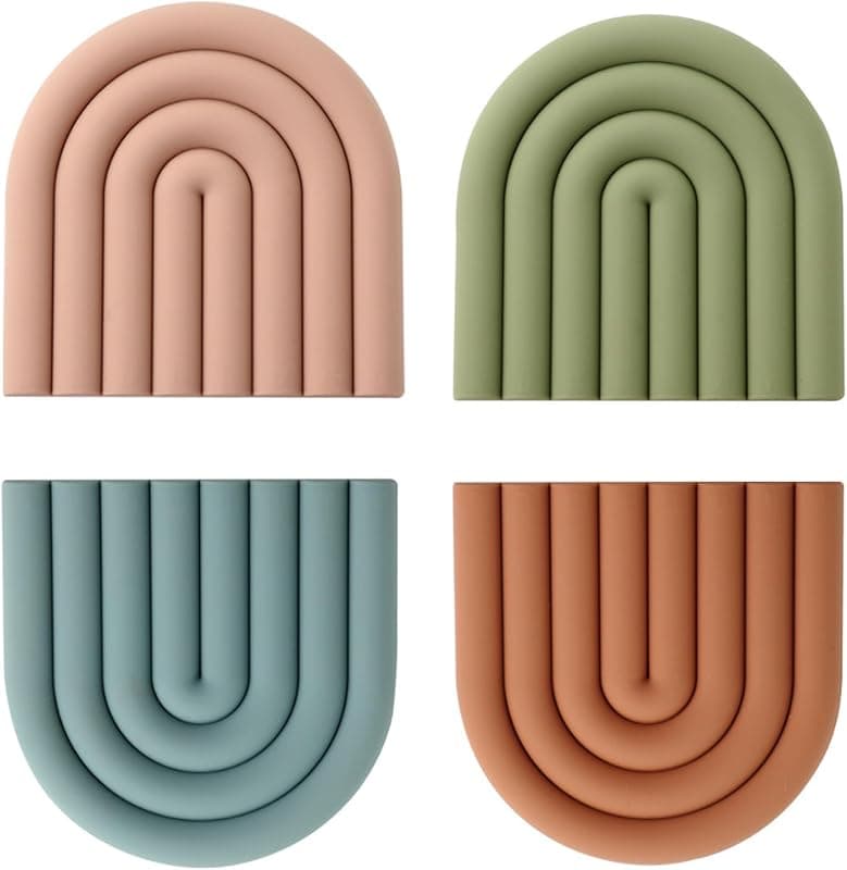 Dessous de plat en silicone colorés — Lot de 4