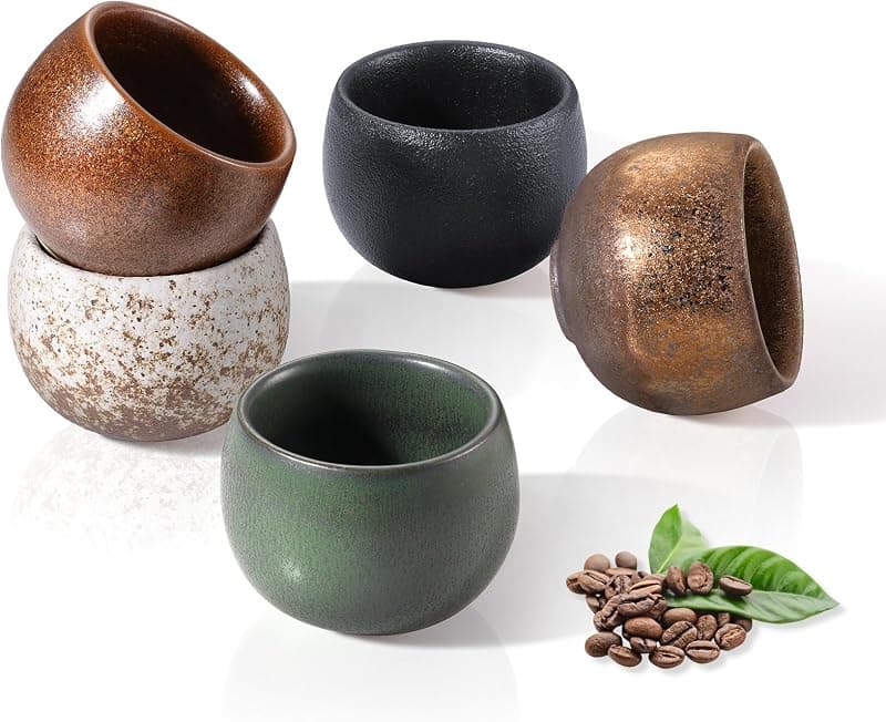 ecooe — Lot de 5 Tasses à Expresso en Porcelaine Faites Main