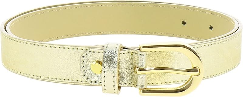 Ceinture cuir à boucle dorée signature