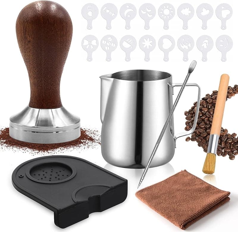 Kit Barista Expresso — Tamper, Pot à Lait & Stylo à Café