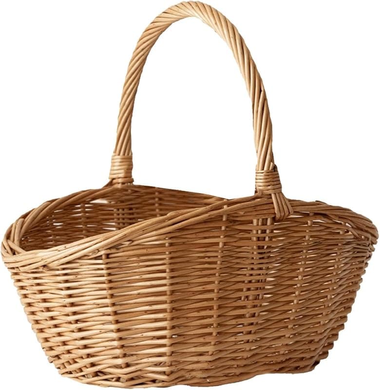 Panier de récolte en osier naturel avec poignée