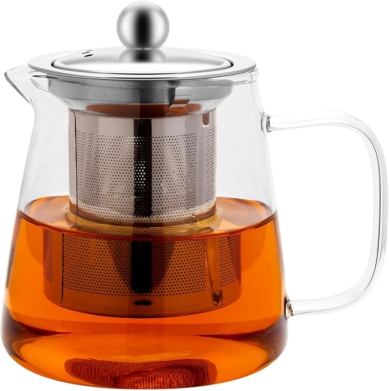 Théière en verre borosilicaté — avec passoire inox pour cuisinière