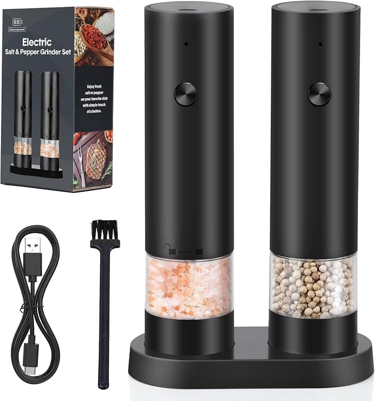 Moulin à poivre et sel électrique rechargeable USB — Lot de 2