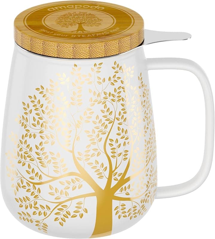 amapodo — Tasse à thé XXL en porcelaine avec couvercle et tamis