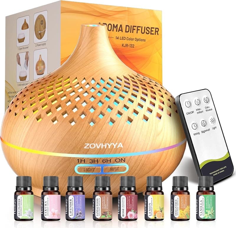 Diffuseur d'Huiles Essentielles — 500 ml avec Télécommande et LEDs