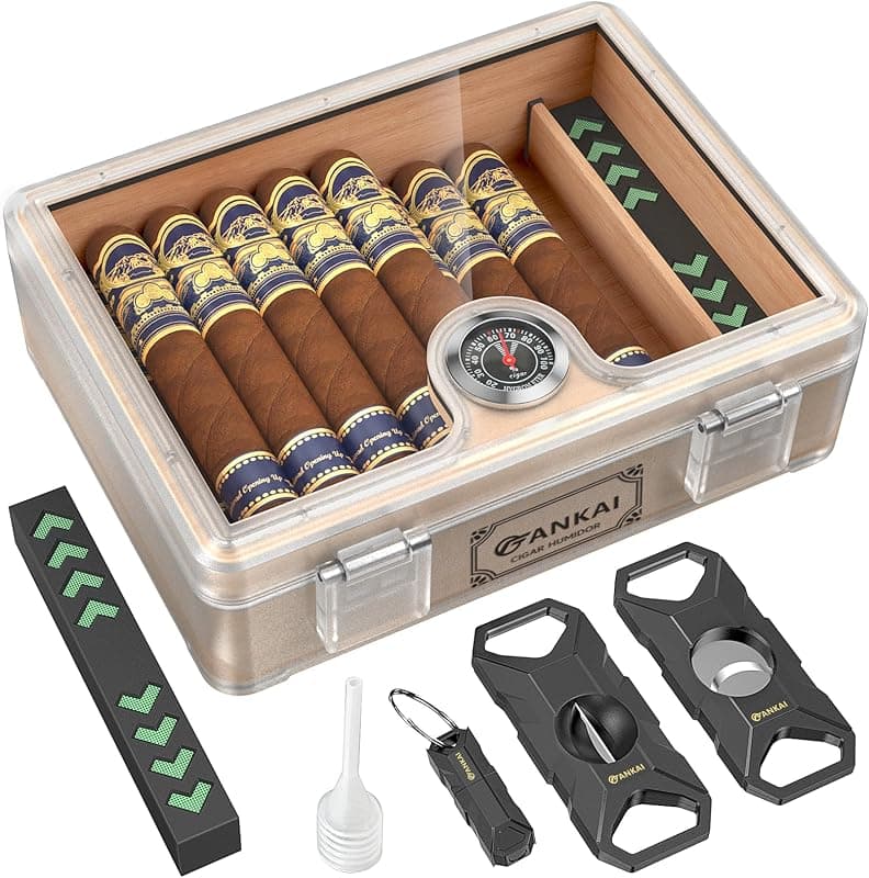 Cave à cigares en verre avec accessoires — doublure cèdre