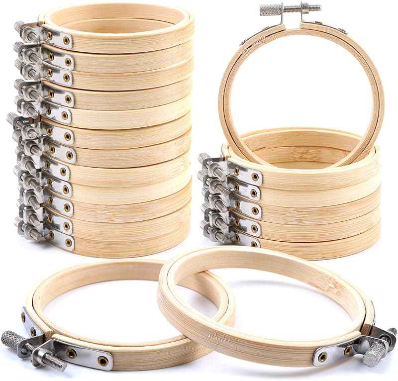 Set de 20 cercles à broder en bambou, 8 cm