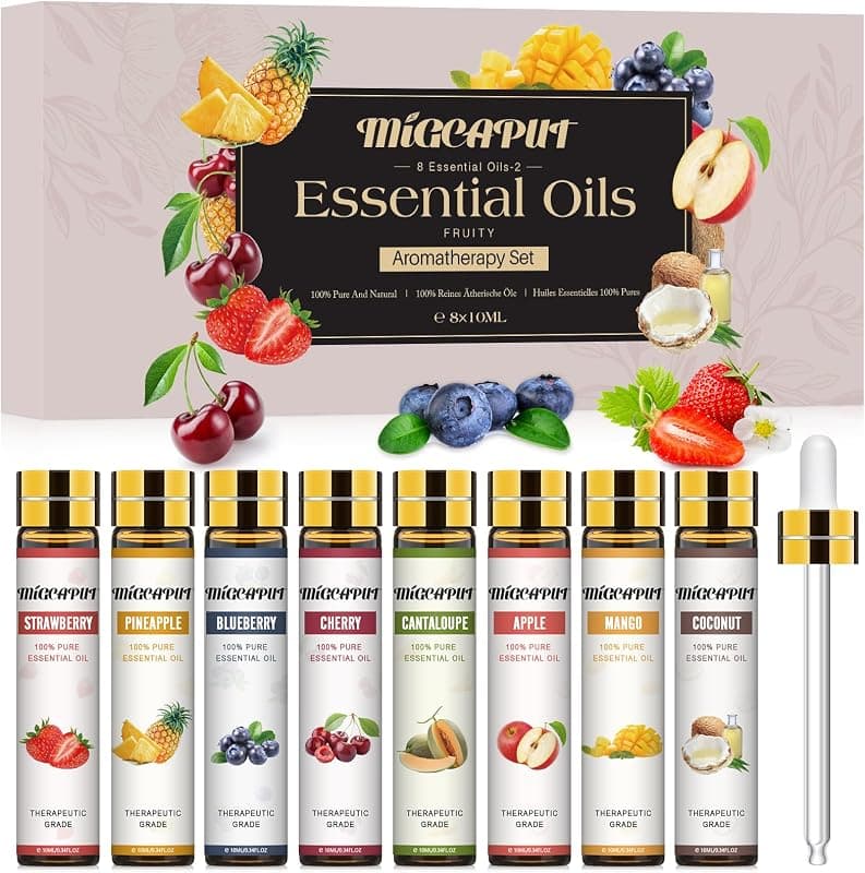 MIGCAPUT — Set de 8 huiles essentielles fruitées pour bougies et artisanat — 8 × 10 ml