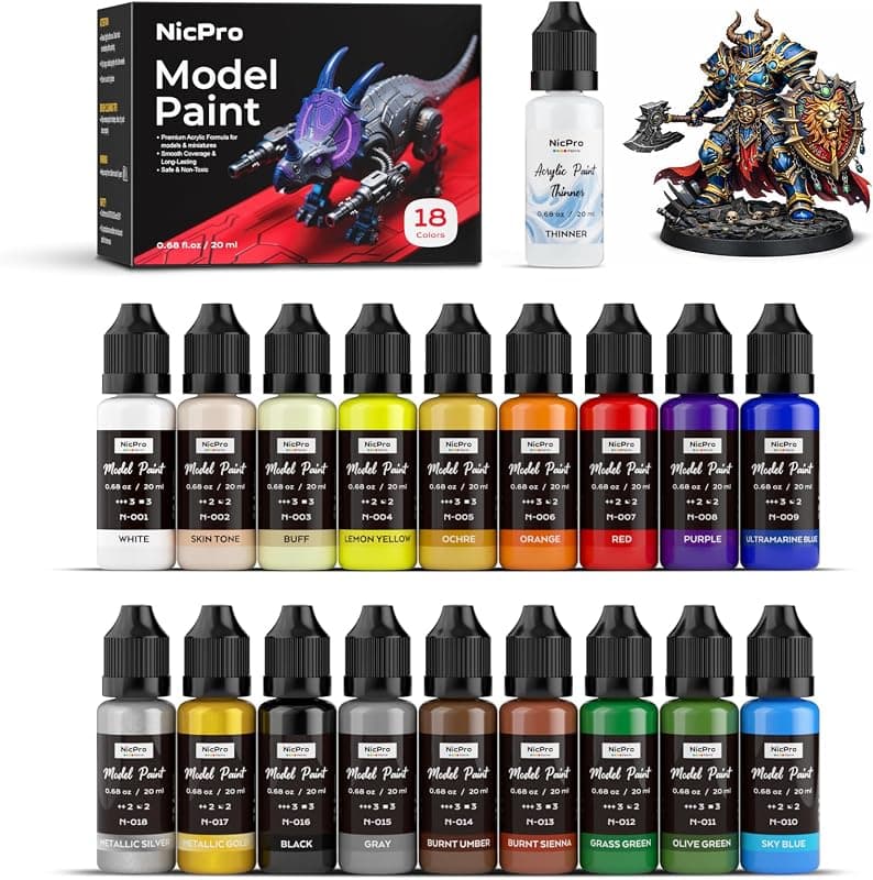 Nicpro — Set peinture acrylique maquette 18 couleurs