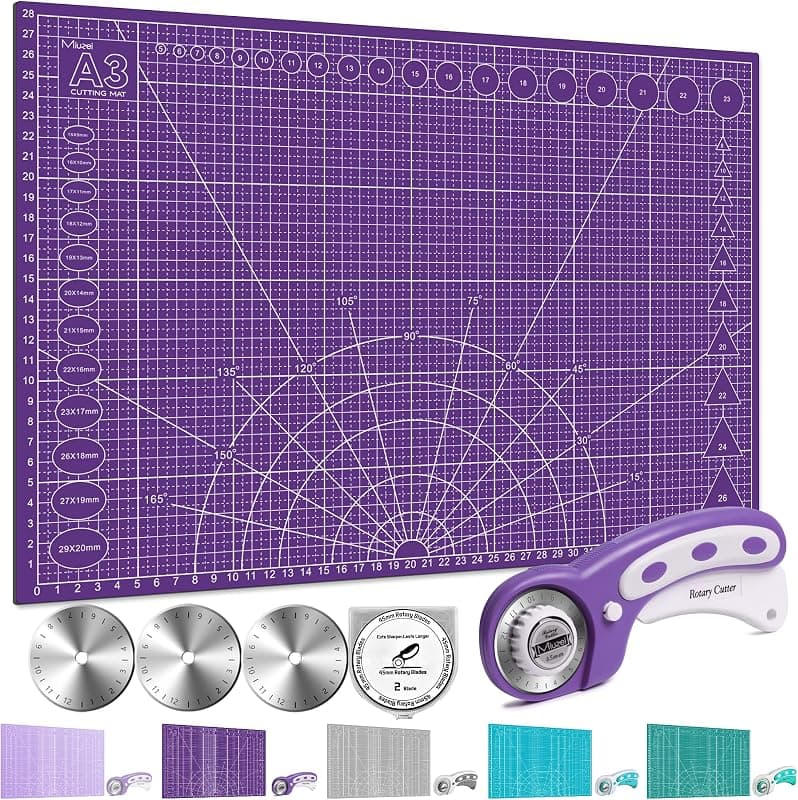 Miuzei — Kit tapis de découpe A3 avec cutter rotatif