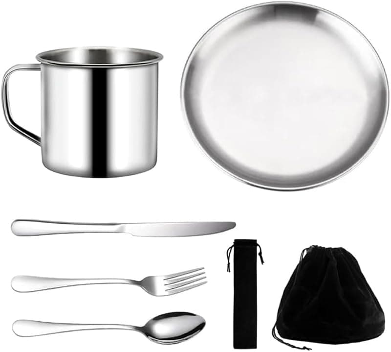 Kit vaisselle bivouac inox 7 pièces