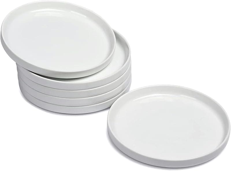 WishDeco — Lot de 6 petites assiettes rondes en porcelaine blanche