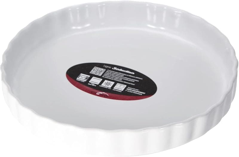 Crealys — Moule à tarte en céramique blanc 28 cm