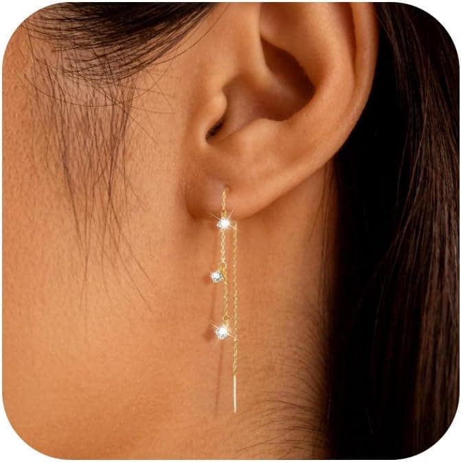 Mono boucle d'oreille pendante fine