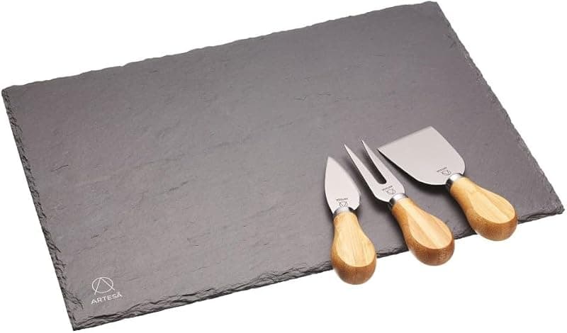 Artesa — Plateau en Ardoise Naturelle avec 3 Couteaux à Fromages
