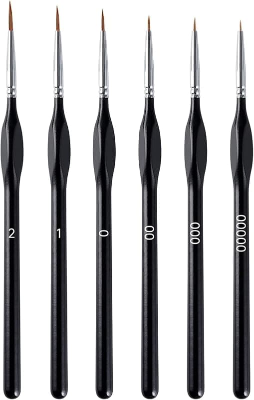 Kit de 6 pinceaux à détails fins pour peinture