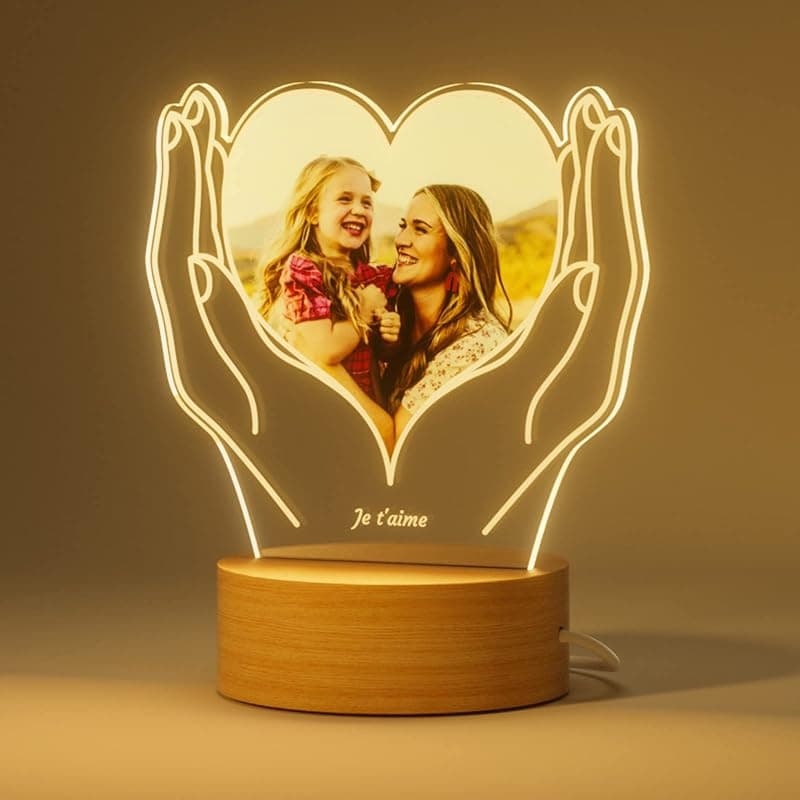 Bemaystar — Veilleuse cœur avec cadre photo personnalisé