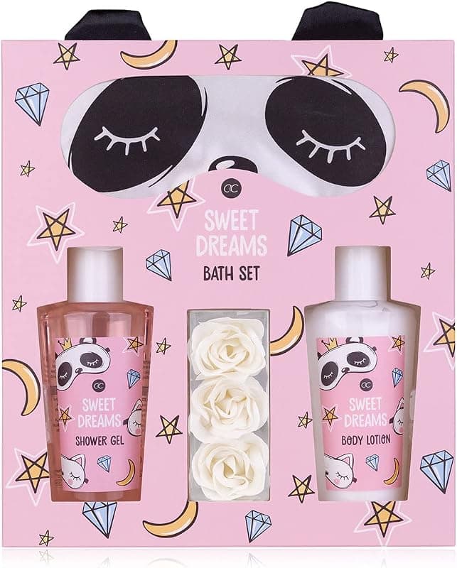 Accentra — Coffret bien-être Sweet Dreams (masque panda, gel douche, lotion, confettis de bain)