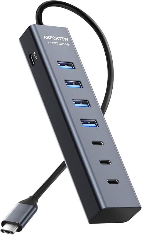 Hub USB-C 7-en-1 Aluminium — 4 USB-A & 3 USB-C