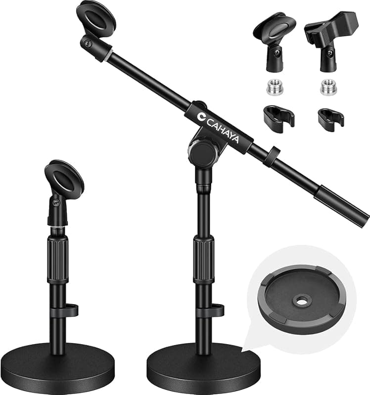 CAHAYA — Pied de microphone de bureau 2 en 1 avec clips et cache-câbles