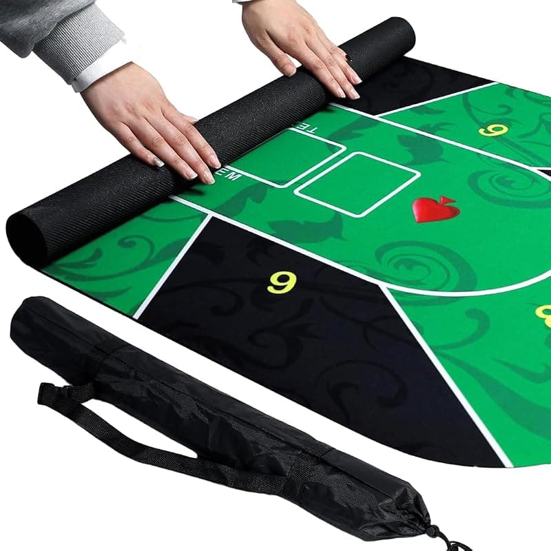 Tapis de poker pliable rectangulaire 120×60 cm avec sac de transport
