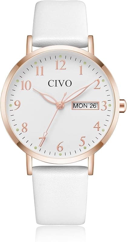 Montre Femme Analogique Bracelet Cuir Grands Chiffres