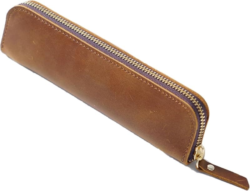 Trousse en Cuir Rétro pour Stylos Plume