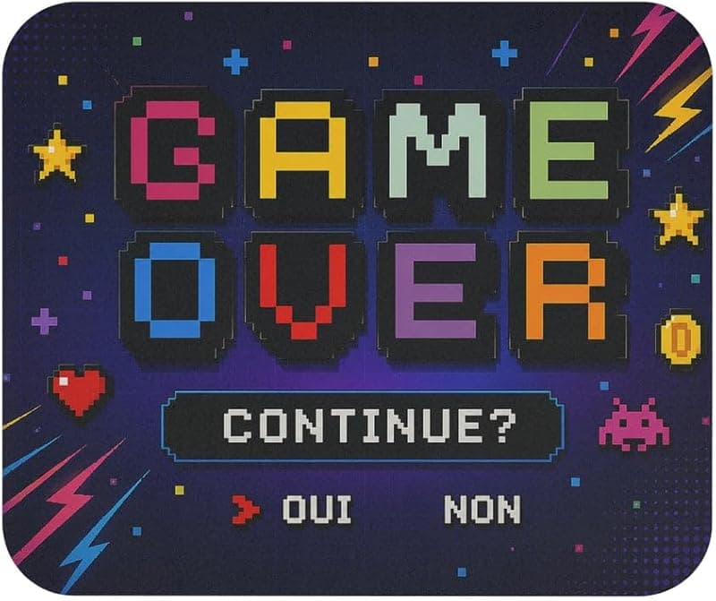 Tapis de Souris Pixel Art Game Over — Rétro Gaming Arcade