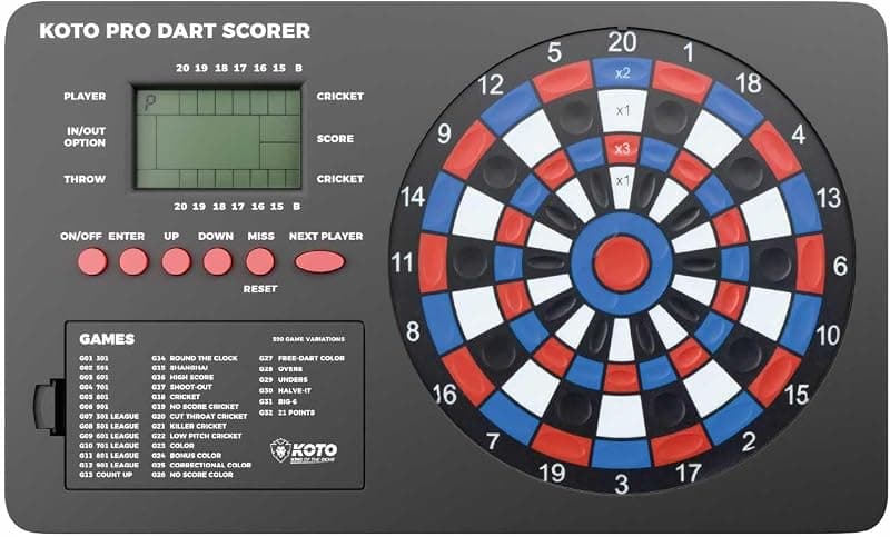 KOTO — Tableau de score électronique pour fléchettes, 8 joueurs, 32 jeux