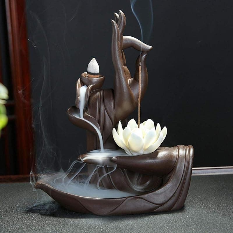 XUDREZ — Porte-encens cascade à reflux, main de Bouddha et lotus