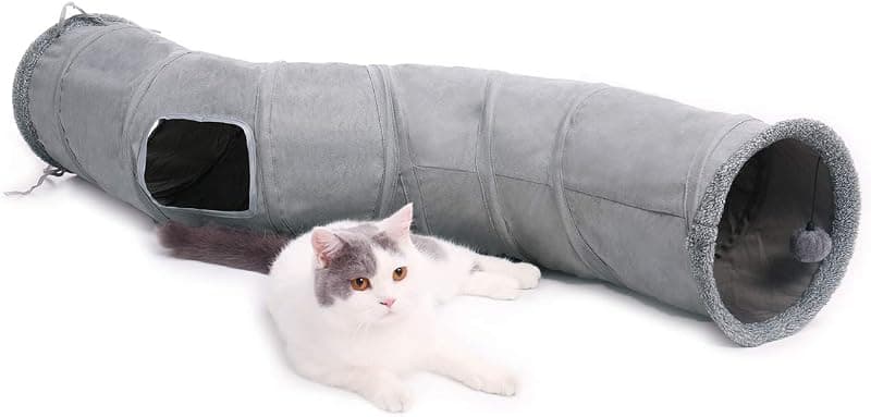 OHANA — Tunnel à chat pliable en daim, forme en S
