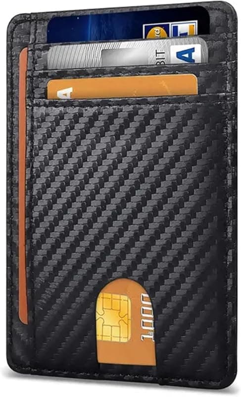 Porte-cartes minimaliste fibre de carbone anti-RFID