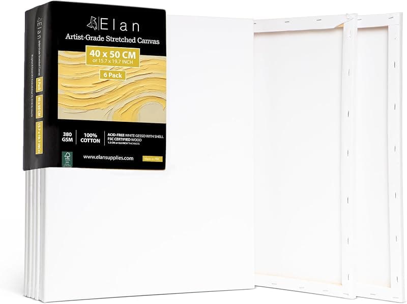 Elan — Lot de 6 toiles vierges 40x50 cm en coton naturel