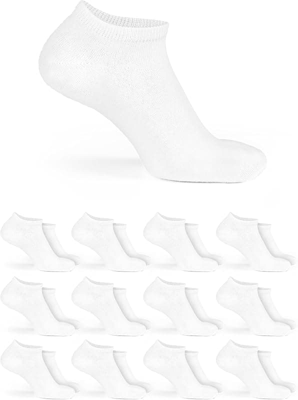 Socquettes de sport unisexes en coton respirant — Lot de 12 paires