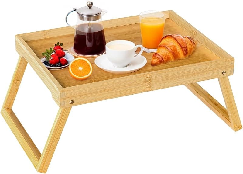 Plateau de lit en bambou avec pieds pliants