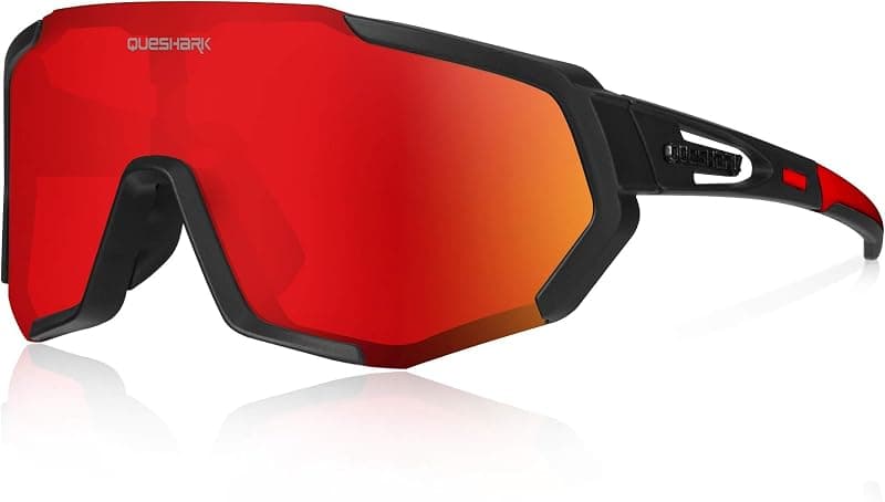 Queshark Lunettes de Cyclisme Vélo Polarisées TR90 Cadre Sports pour Hommes Femmes avec 3 Lentilles Interchangeables Anti-UV400 VTT