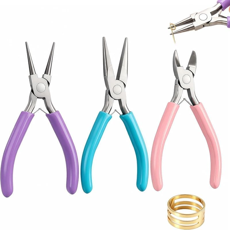 Kit de 3 pinces à bijoux avec ouvre-anneau