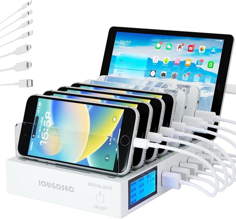 Station de Charge Rapide Multi-Ports 7 en 1 avec Écran LCD