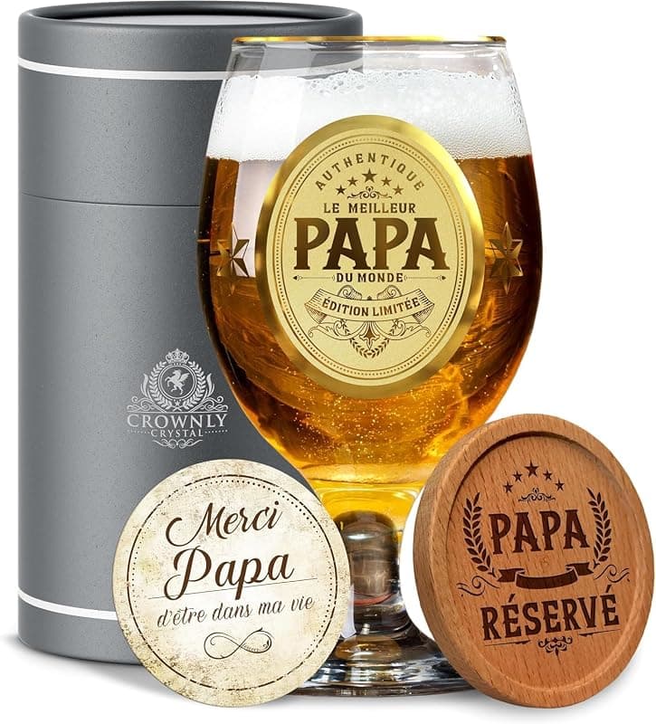 CROWNLY CRYSTAL® — Verre à bière personnalisé Meilleur Papa