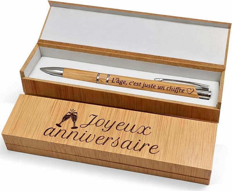 Stylo Gravé Prénom — Coffret Bambou avec Étui