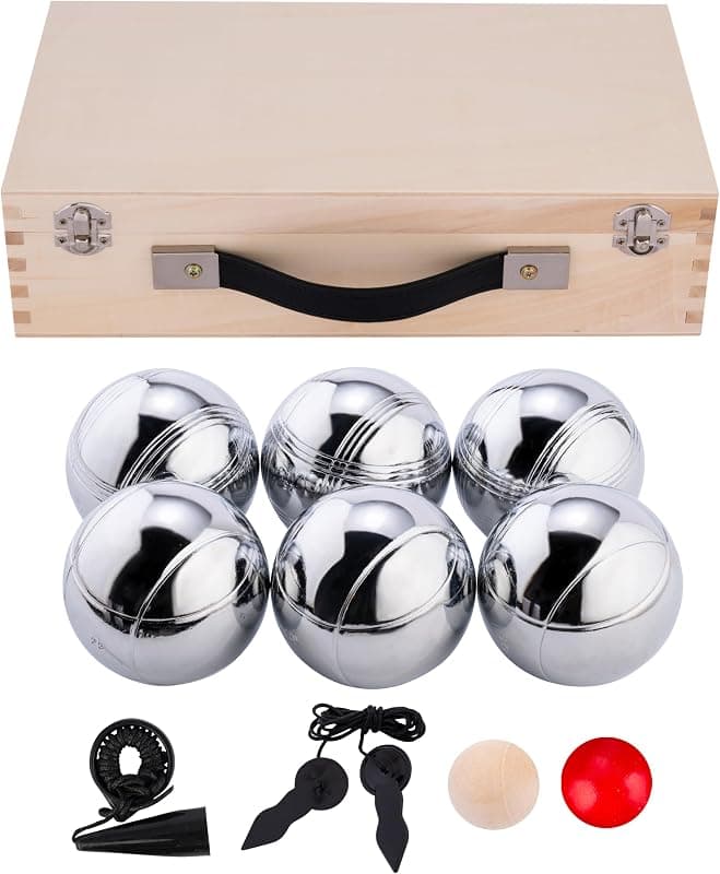 Boules de Pétanque Chromées — Coffret Bois Lot de 6