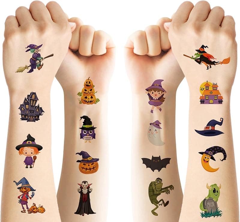 Tatouages éphémères Halloween pour enfants — 10 feuilles